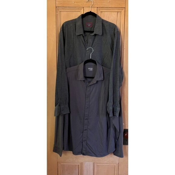 UNTUCKit Mens Lot of Two 2 Cotton Flannel Long Sleeve Shirt Size XL Gray FA EXC - Picture 1 of 12